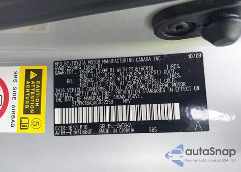 2010 Lexus Rx 350 from USA, damaged, VIN 2T2BK1BA3AC032359